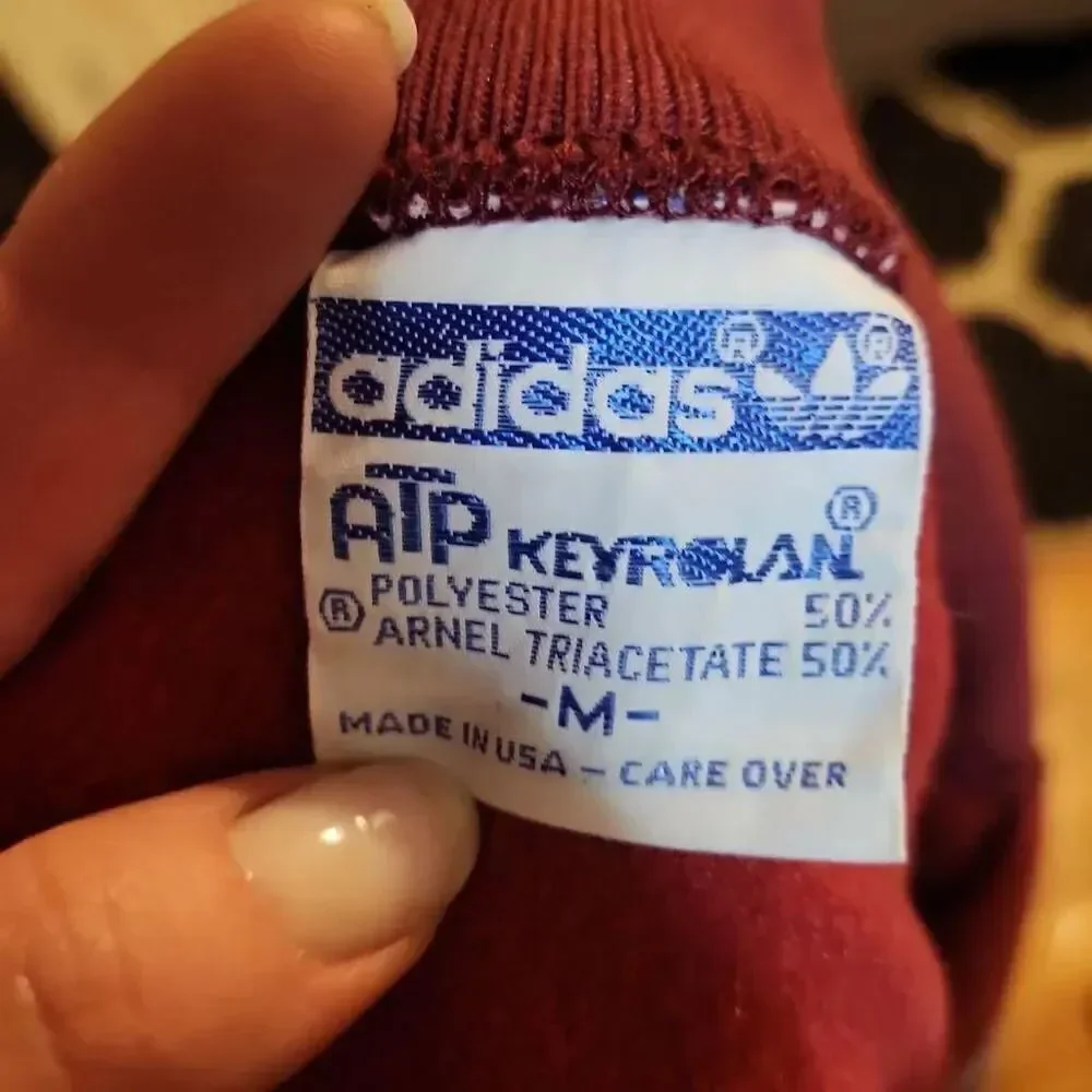 VTG Adidas Unisex Size Medium ATP Keyrolan Crimson Gray 3 Stripes Track Jacket